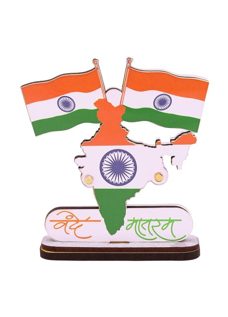 Voila Indian Flag for Car Dashboard Home Table Office Desk Vande Matram Logo Flag